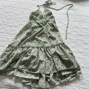 green flower summer dress